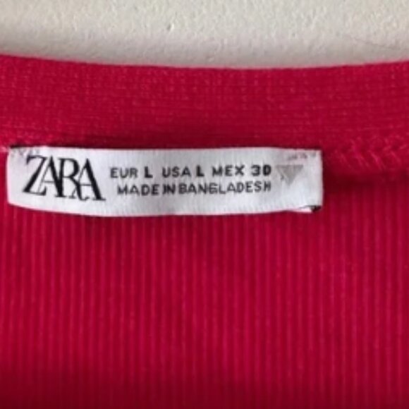 Zara Hot Pink Ribbed One Button Cropped Cardigan - Picture 4 of 4